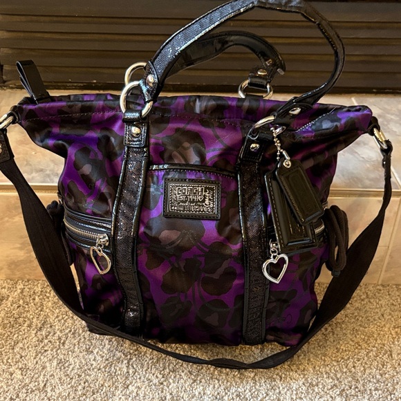Coach Handbags - Coach Purse: F20048 Purple Black Ocelet Poppy Shoulder Bag